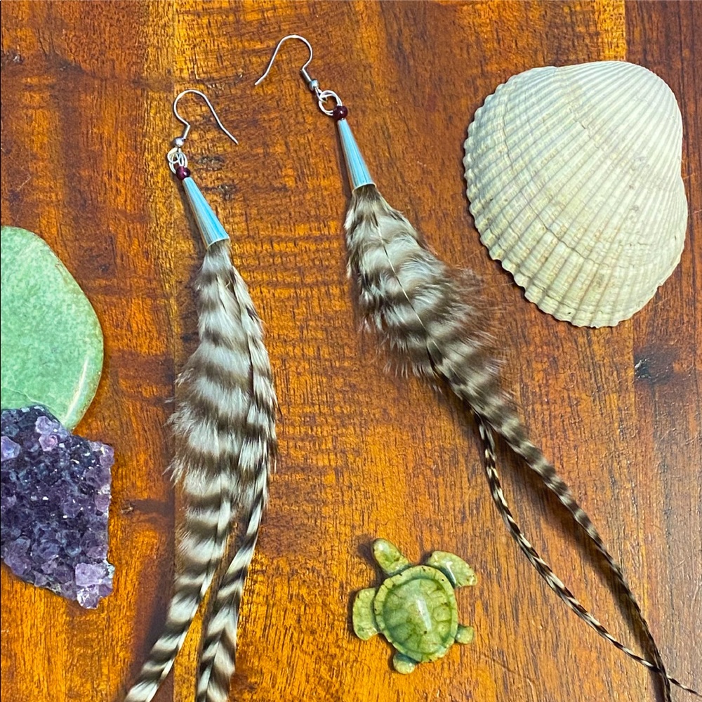 Natural Feather Long Style Earrings